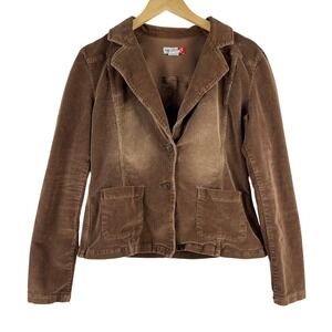 KALI GIRL Womens Corduroy Blazer Jacket Brown Button Front L Y2K Preppy
